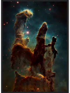 Cosmic Cliffs as a framed poster in a black frame