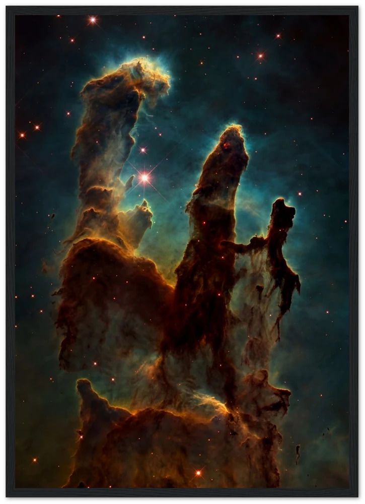 Pillars of Carina as a framed poster in a black frame